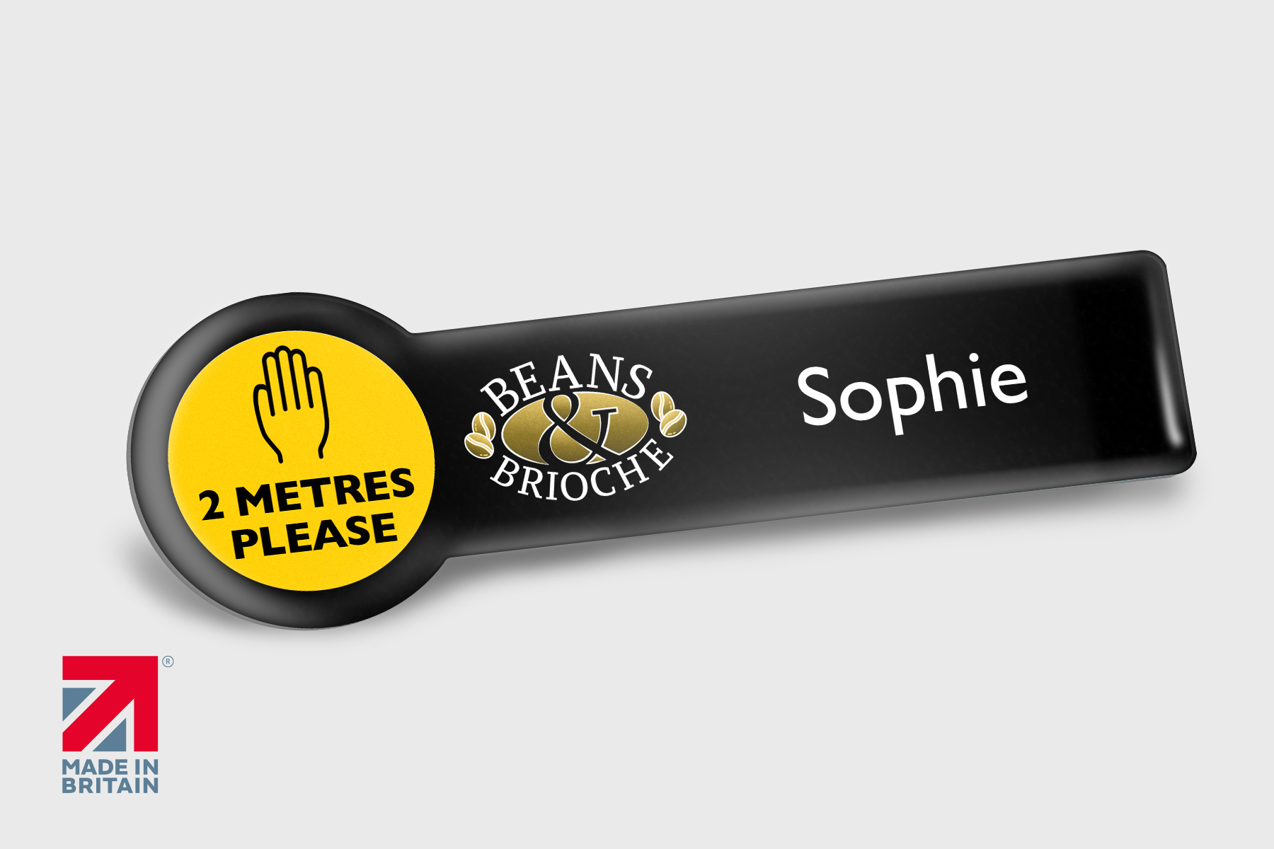 75x30mm Shaped Domed Plastic Badge BEANS 3